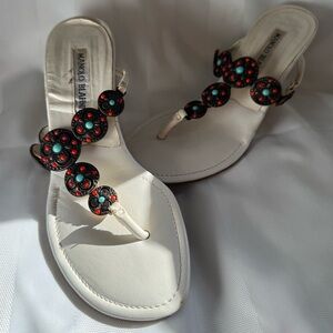 Manolo Blahnik White Sandal Heels - Size 35